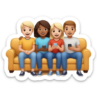 siblings sharing in a living room sticker