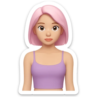 Tight cropped cami on a woman, very fitted, minimal, clean, fashion style, lavender color, apple emoji style look, no background. sticker