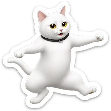 White British cat dancing  sticker