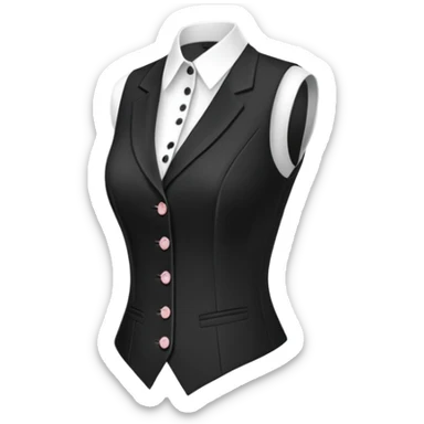 black formal women's vest with feminine cut, 3 buttons, tailored for women, sleeveless garment only sticker
