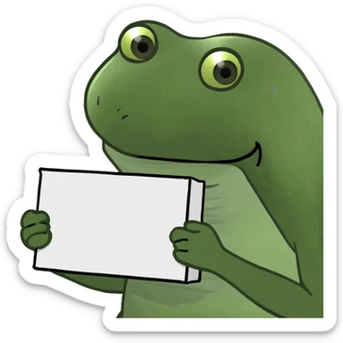 bufo frog holding a sign with 'Hi!' written on it sticker