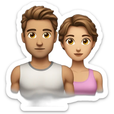 couple girl and guy, brown hair, athletic build, serious expression sticker