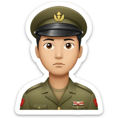 serious asian photorealistic soldier sticker