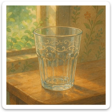 empty glass, ghibli style sticker