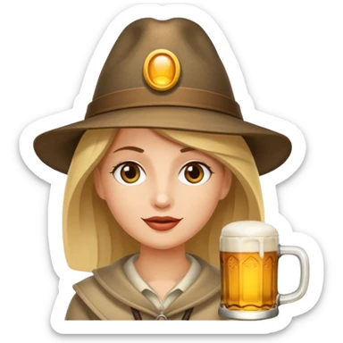 Erstelle das WhatsApp Emoji "zwinkerndes Gesicht" mit Bierkrug und Hut sticker