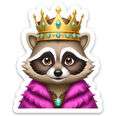 queen racoon with jewelled crown  sticker
