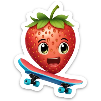 strawberry skate boarding sticker