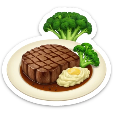 Steak with broccoli and buttery mashed potatoes sticker
