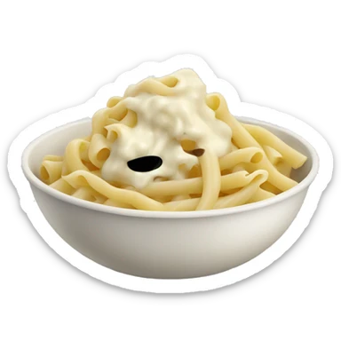 Pasta with white sauce in bowl  sticker