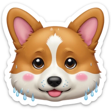 tricolor corgi crying sticker