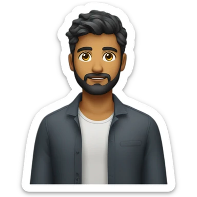 sri lankan 25 year old handsome and stylish guy with a beard with a frowning face sticker