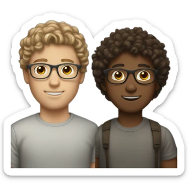 white boy with A white boy with brown curly hair and gray glasses sticker