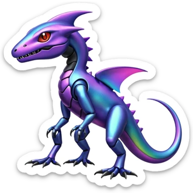 Shiny Iridescent Genesect-Salandit-Fakémon-hybrid-creature (full body)  sticker