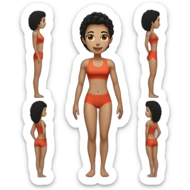 athletic body, light skin and black hair posing sticker