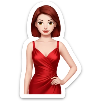 Anne Hathaway in red dress, hot sticker