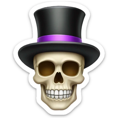Skull emoji with top hat sticker
