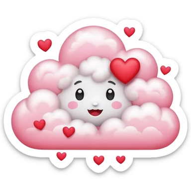 Plain white cloud with pink glow surrounding and hearts sticker