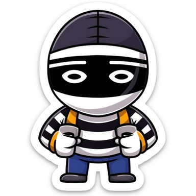 classic robber with mask and striped shirt sticker