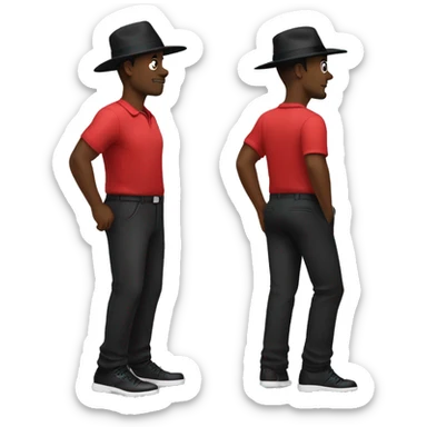 🏌🏾‍♂️ but with a black hat, red shirt, and black pants and shoes sticker