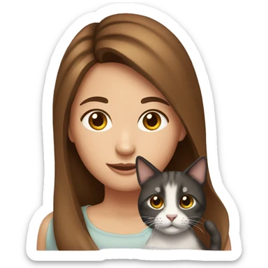 Girl with brown hair with cat sticker