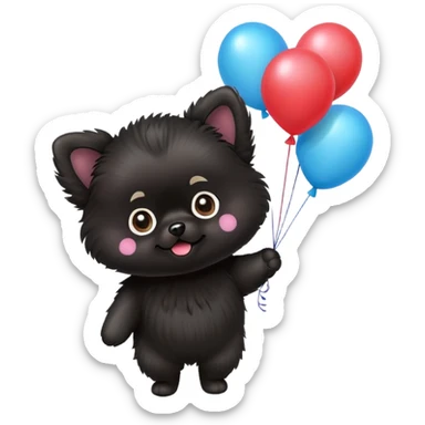 Black Pomeranian balloons sticker
