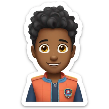  young black boy really short hair paw patrol sticker