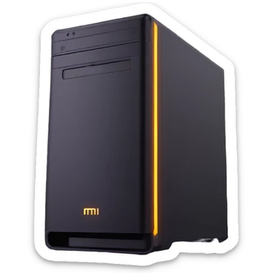 high-end desktop PC with dramatic light beams and glow sticker