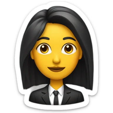 Chica con traje chaqueta negro pelo largo sin corbata sticker