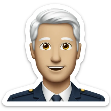 A white  man with red lipstick wearing a navy outfit  sticker