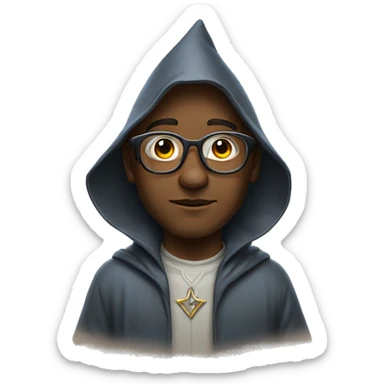 a young wizard wearing glas with lighting  glasseses sticker
