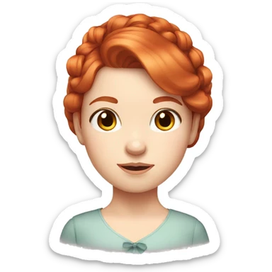 Red-haired girl with bow in hair with pale skin sticker