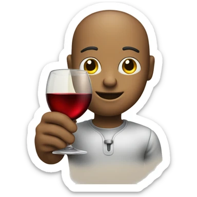 cute chatbot holding a glass of wine sticker