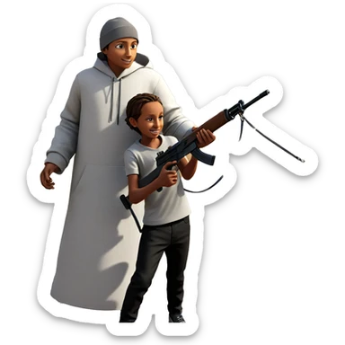 boys with weapons outdoors sticker