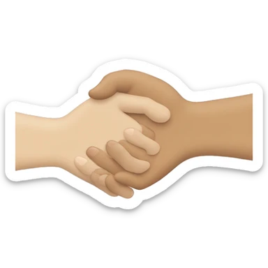 light skin tone hand and medium skin tone hand holding each other with a little heart in the middle. sticker