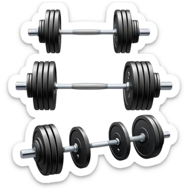Weight lifting equipment with dumbbells and barbell sticker