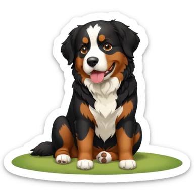 Generate a Bernese Mountain Dog that is just taking care of physiological needs sticker