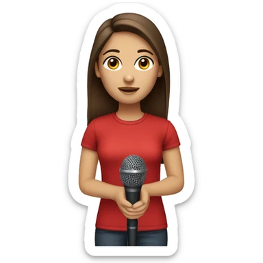 girl-with-brown-straight-hair-brown-eyes-holding microphone red shirt sticker