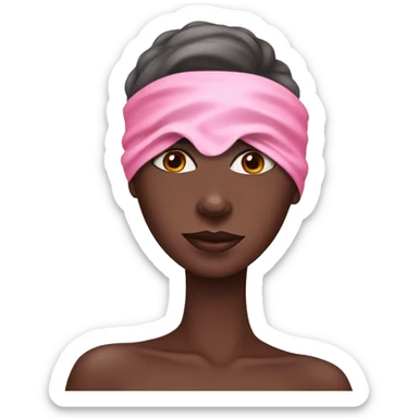 Dark skin girl wearing Pink satin sleep mask sticker