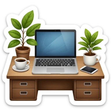 emoji of a cozy desk sticker