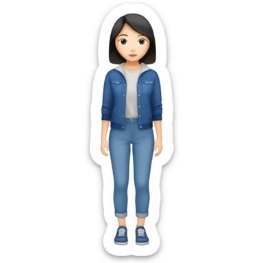 Asian women shining confident full body fat sticker