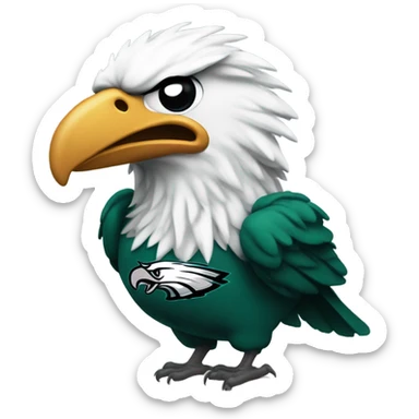 Dirty bird wearing a Philadelphia Eagles jersey with tears running down sticker