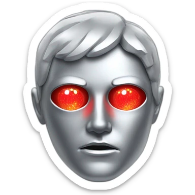 A silver human head with red laser beam coming out of eyes  sticker