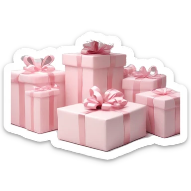 Light pink Christmas gifts under a white Christmas tree  sticker