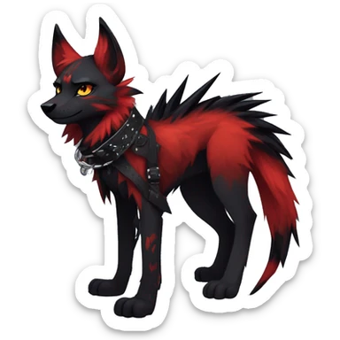 cool edgy black red animal fursona by griffsnuff & LiLaiRa & Falvie with badass colors and a spiked collar full body sticker