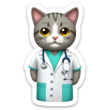 um gato vestido de medico operando sticker