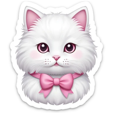 white cat with pink bow sticker