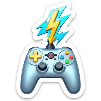 Stylized "T" with glitch effects or cracked edges.A joystick crossed with a lightning bolt sticker