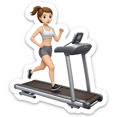 white girl with brown hair on treadmill sticker