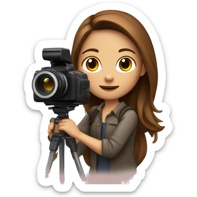 Photographer with camera brown hair girl sticker