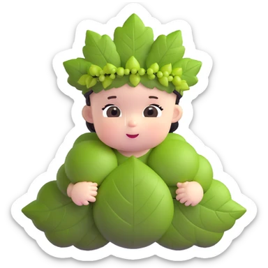 cute baby Bacchus with grape leaf crown sticker